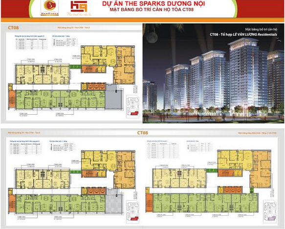 Mặt bằng bố trí tầng điển hình của tòa CT8 tầng 2 - tầng 25.