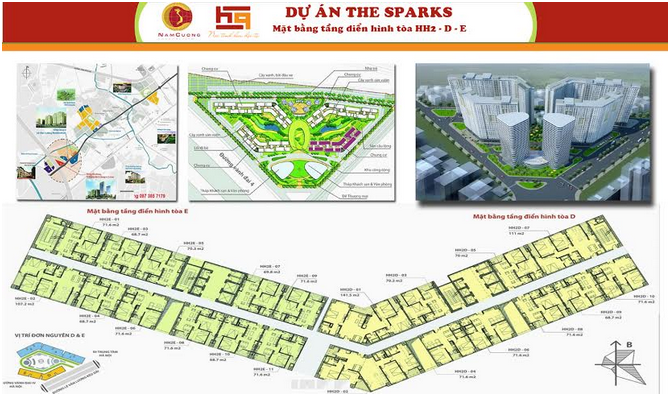 Mặt bằng bố trí tầng điển hình của tòa chung cư HH2 - D-E.